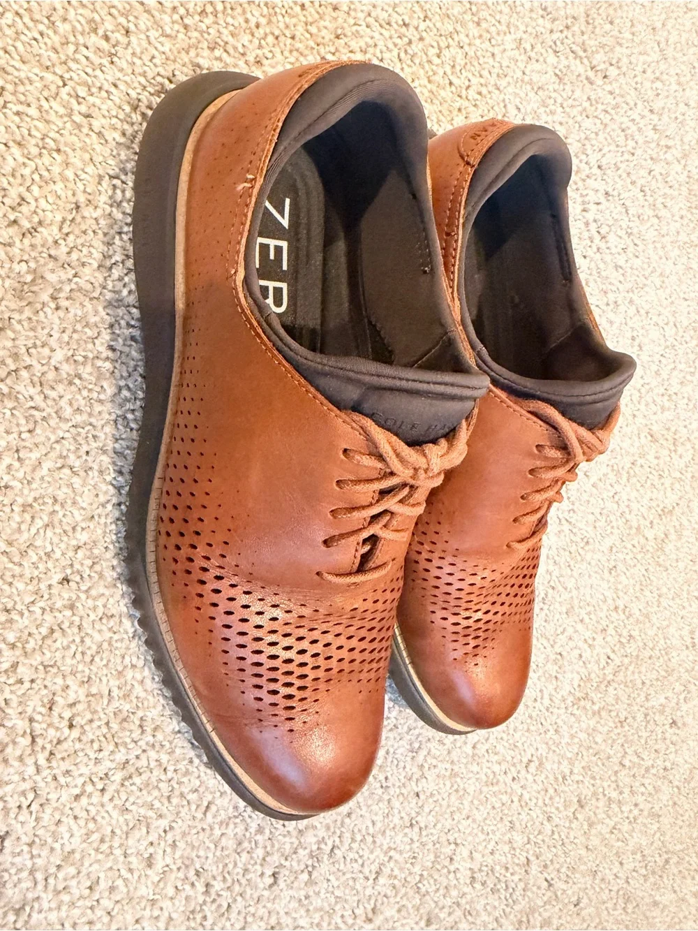 Cole Haan Men's Perforated Leather Derby - Tan Brown